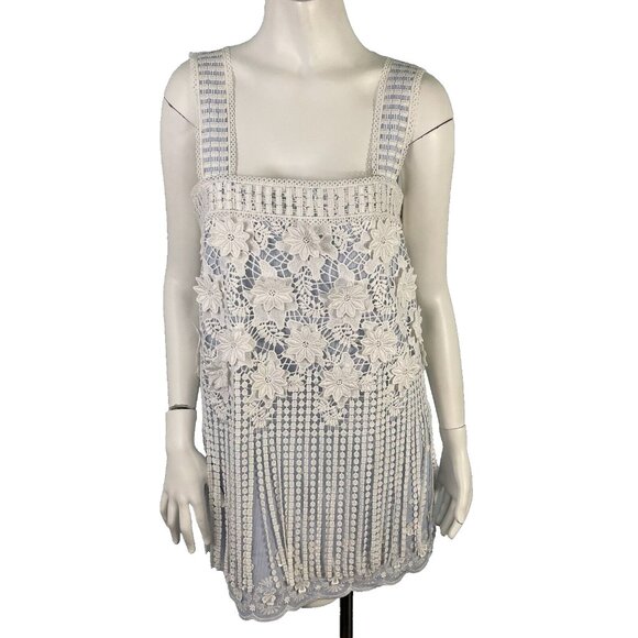 Alexis Dresses & Skirts - Alexis Sleeveless Fulton Fringe Lace Eyelet Mini Dress Sz Medium